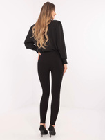 Hurt Czarne eleganckie legginsy z ozdobnymi guzikami