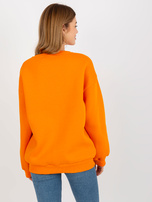 Didmeninė oranžinė šilta be gobtuvo džemperis su siuvinėjimu.