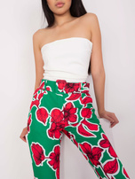 Hurtownia Zielono-różowe eleganckie spodnie z printem