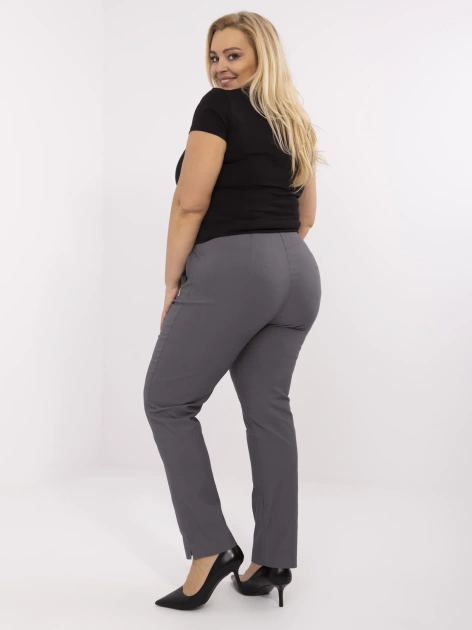 Grafitowe eleganckie spodnie plus size z kieszeniami