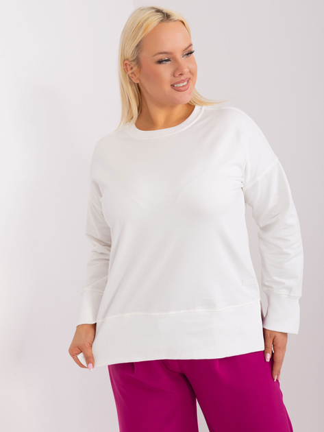Hurtowna Ecru bluza plus size z okrągłym dekoltem