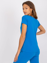 Ciemnoniebieski t-shirt z dekoltem w serek Emory