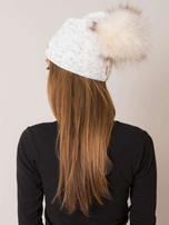 Ecru czapka damska z pomponem RUE PARIS