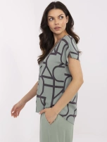 Khaki bluzka w geometryczne wzory SUBLEVEL