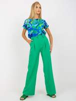 Zielone garniturowe spodnie wide leg z kieszeniami