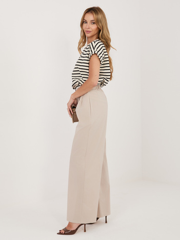 Beżowe spodnie palazzo z wysokim stanem RUE PARIS 