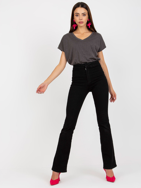 Hurt Ciemnoszary melanżowy t-shirt basic z krótkim rękawem