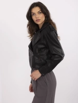 Czarna króka kurtka ramoneska z ekoskóry 