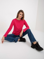 Hurtownia Fuksjowa bawełniana bluzka basic longsleeve