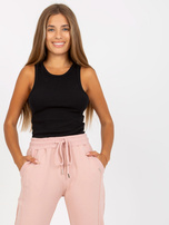 Hurt Brudnoróżowe dresowe spodnie basic z kieszeniami Aprilia