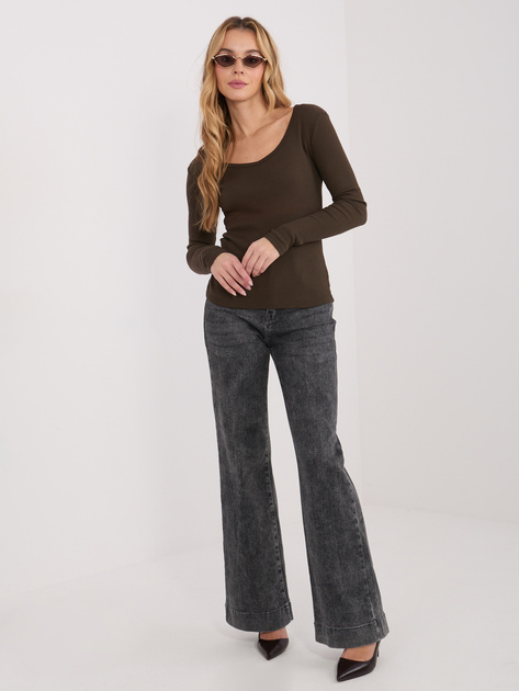 Czekoladowy longsleeve basic z bawełny