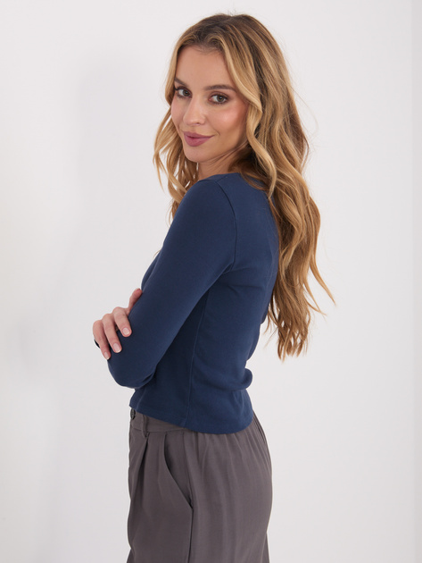 Granatowa krótka bluzka basic z bawełny