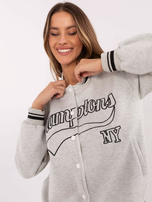 Hurt Jasnoszara melanżowa bluza bomberka z napisem