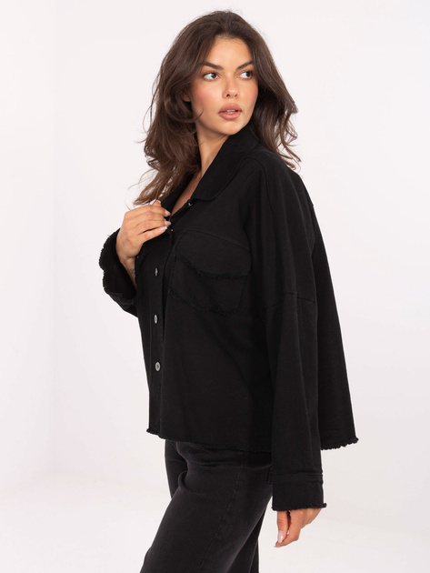 Czarna jeansowa kurtka z kieszeniami RUE PARIS