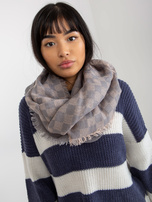 Hurt Szaro-jasnoróżowy damski komin zimowy w kratkę 