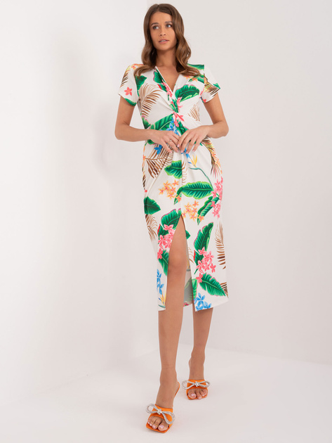 Hurtownia Ecru wzorzysta sukienka midi