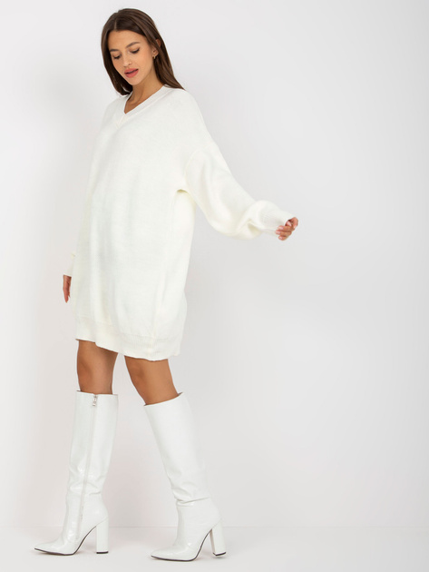 Hurt Ecru luźna sukienka dzianinowa do kolana RUE PARIS