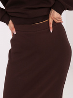 Czekoladowa midi spódnica basic w prążek 