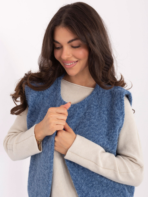 Niebieska damska kamizelka z kieszeniami RUE PARIS