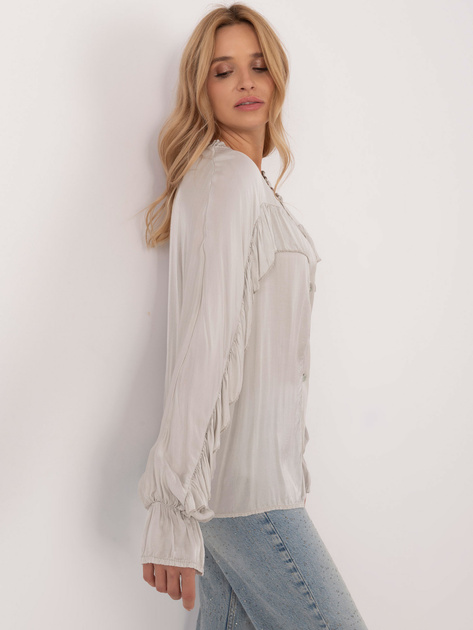 Hurt Jasnoszara bluzka koszulowa z falbaną OCH BELLA