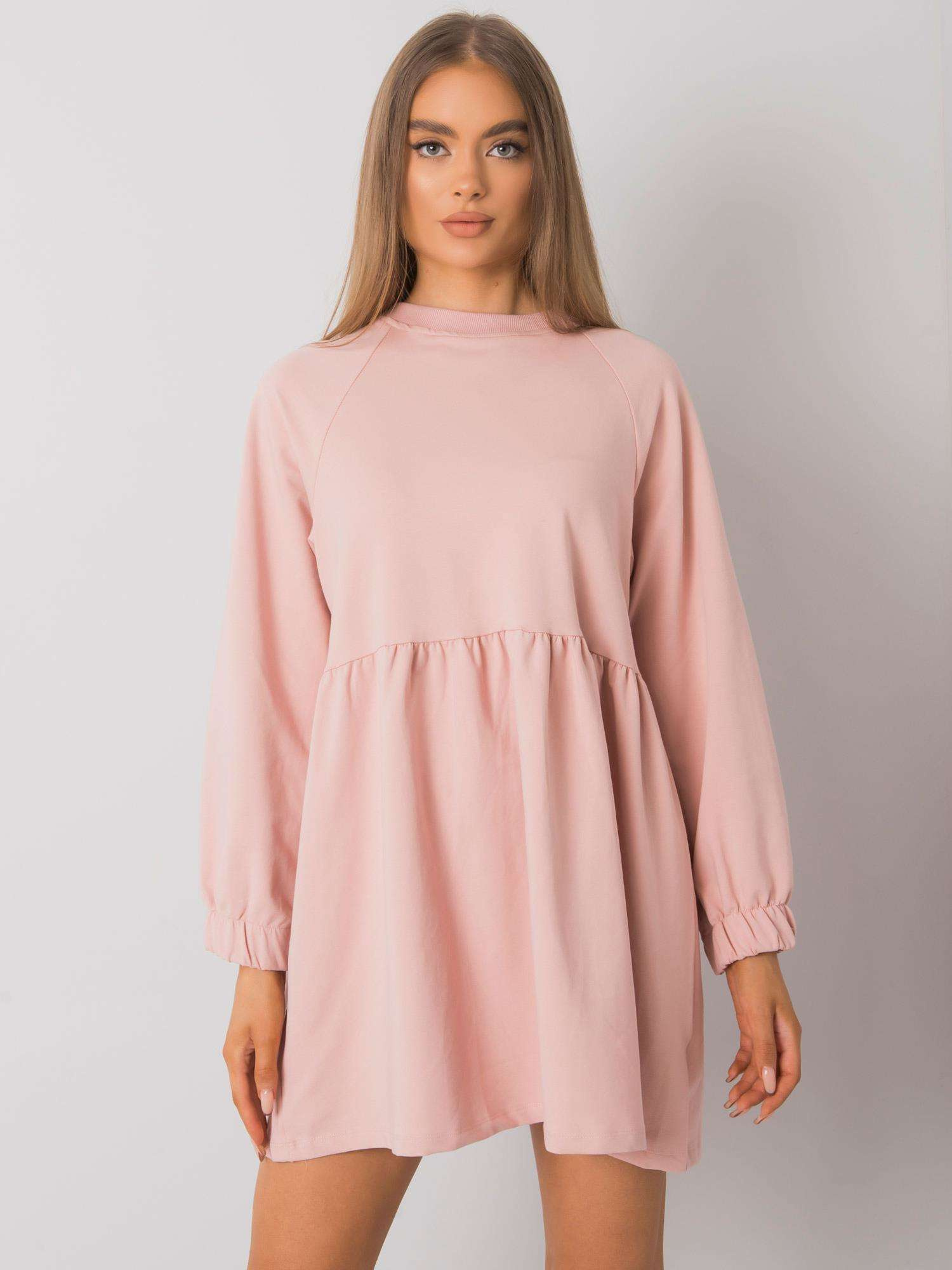 Schmutzig-rosa Kleid mit langen Ärmeln Bellevue.