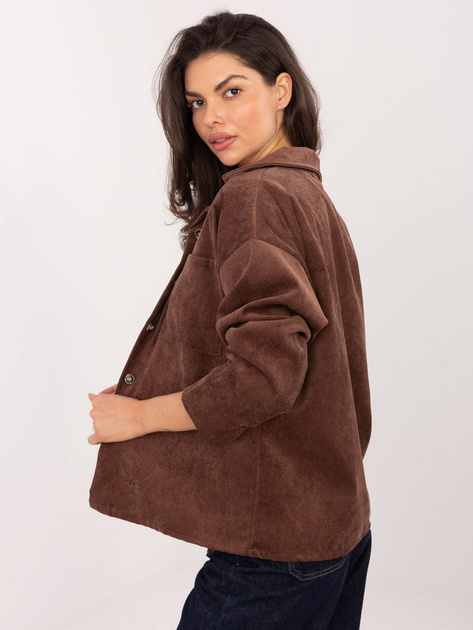 Czekoladowa rozpinana koszula ze sztruksu SUBLEVEL