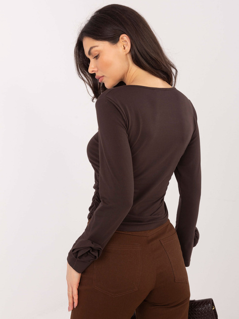 Czekoladowa krótka bluzka z drapowaniem