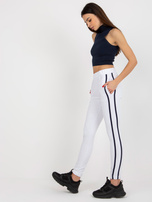 Hurt Białe dresowe spodnie basic z lampasami RUE PARIS