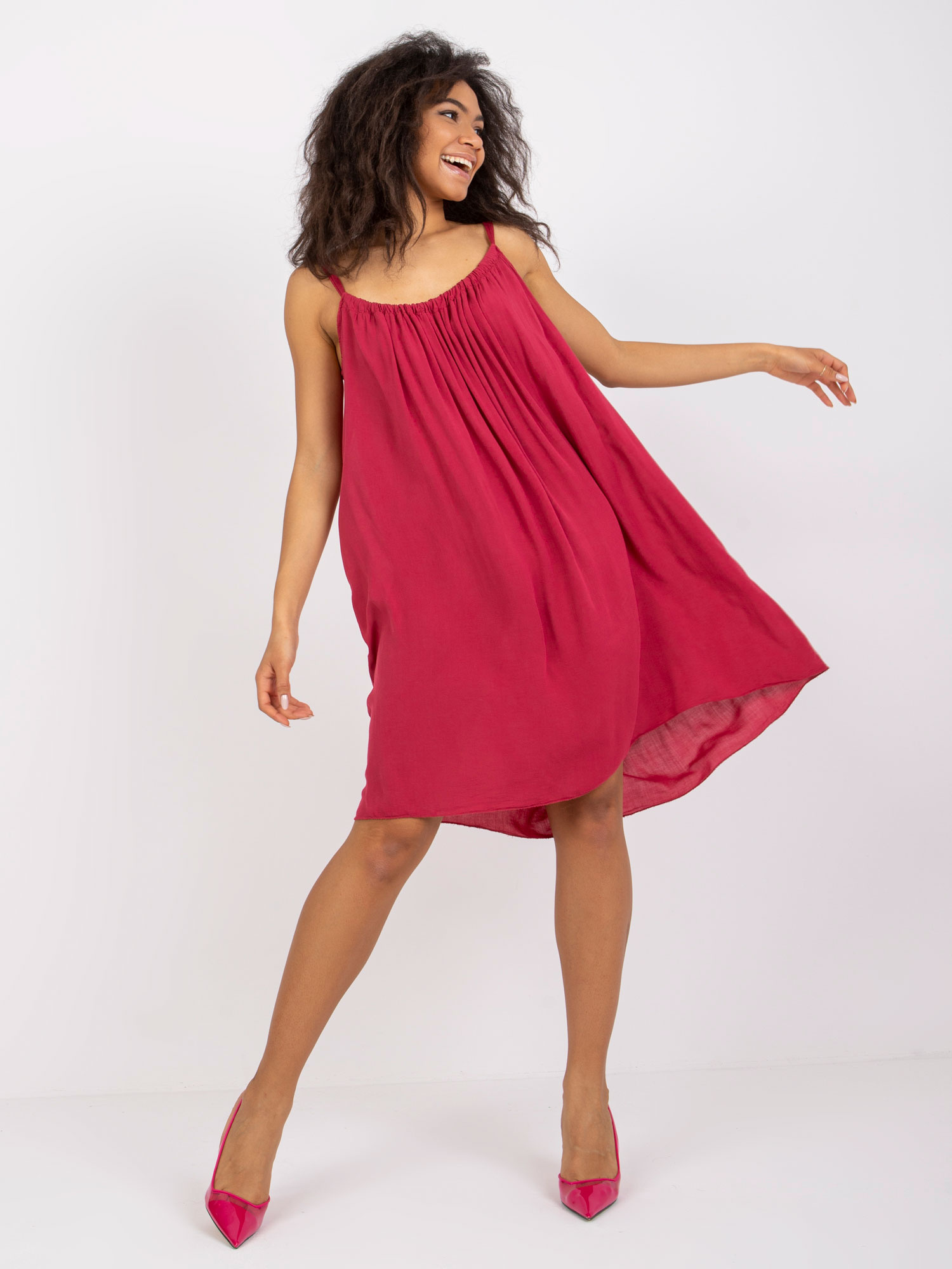 Burgundy spaghetti strap dress Polinne OCH BELLA.
