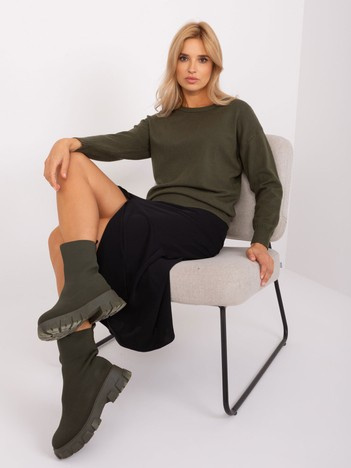 Hurt Khaki klasikinis megztinis su apvaliu iškirpimu.