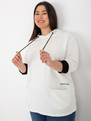 Ecru didmeninė moteriška plus size medvilninė palaidinė.