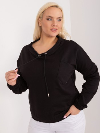 Didmeninė Juoda bluzonė plus size su ilgomis rankovėmis.