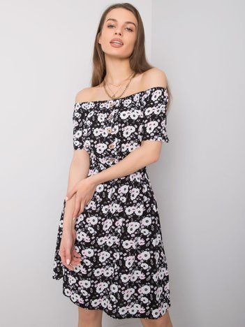 Czarna sukienka w kwiaty Savona SUBLEVEL