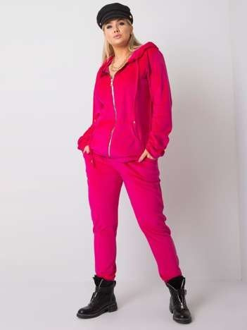 Różowy welurowy komplet plus size Michell