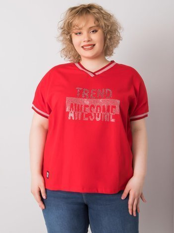 Czerwona bluzka plus size z aplikacją Billi