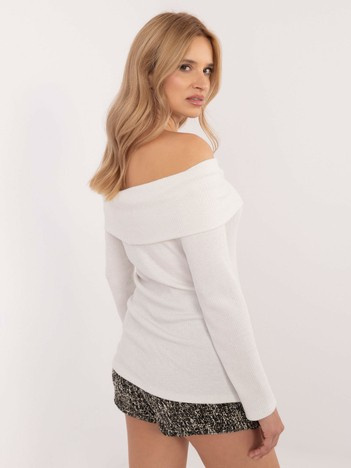 Hurt Ecru przylegający sweter hiszpanka w prążek