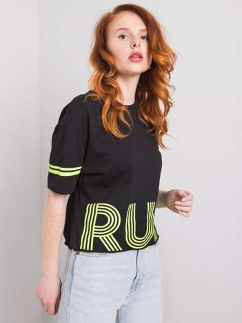 Czarny t-shirt z bawełny Marlene