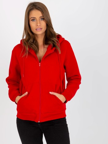 Hurt Czerwona dresowa rozpinana bluza basic z kapturem RUE PARIS