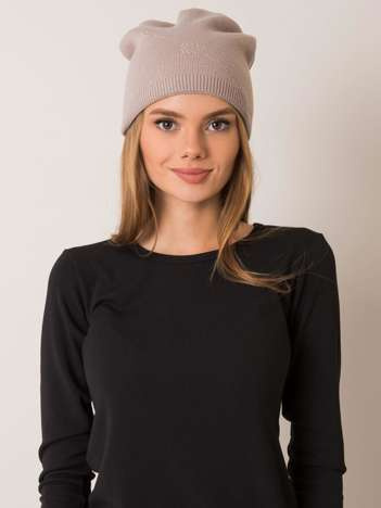 Beżowa czapka beanie RUE PARIS