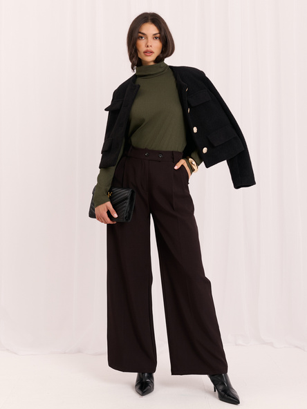 Khaki damski bluzka basic w prążki 