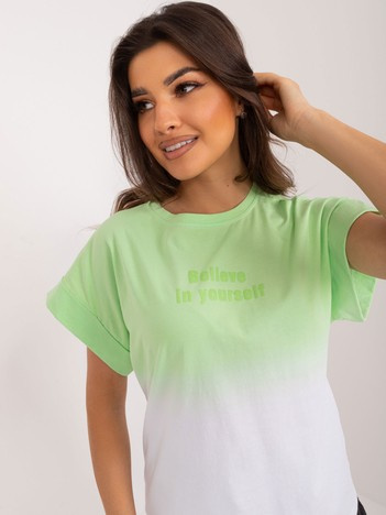 Hurt Jasnozielony bawełniany t-shirt damski ombre