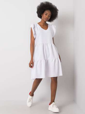 Biała sukienka w groszki Aubriella RUE PARIS