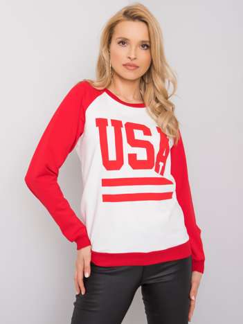 Biało-czerwona bluza z nadrukiem Samantha RUE PARIS