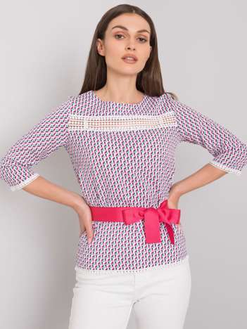 Biało-różowa bluzka we wzory Ifrah
