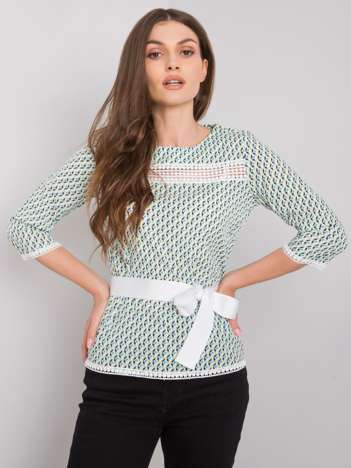 Biało-zielona bluzka we wzory Ifrah