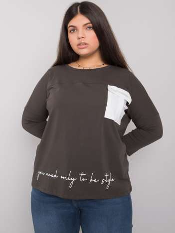 Ciemna khaki bawełniana bluzka plus size z napisem Molly