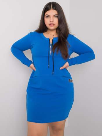 Ciemnoniebieska sukienka plus size z kieszeniami Alessia
