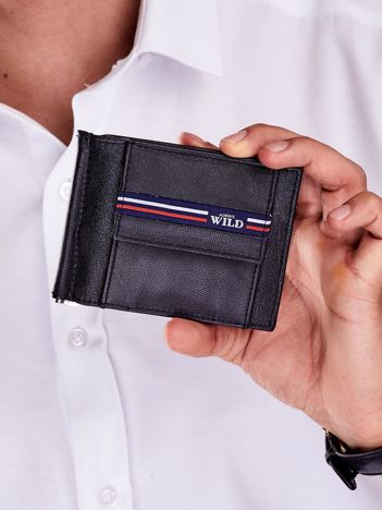 Czarny męski portfel skórzany z zewnętrzną kieszenią
