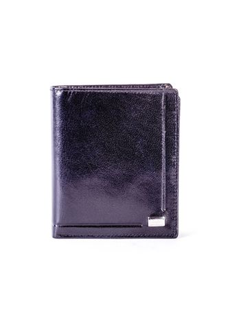 Czarny portfel ze skóry naturalnej z tłoczeniem