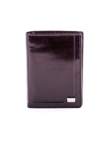 Czarny skórzany portfel dla mężczyzny z geometrycznymi tłoczeniami